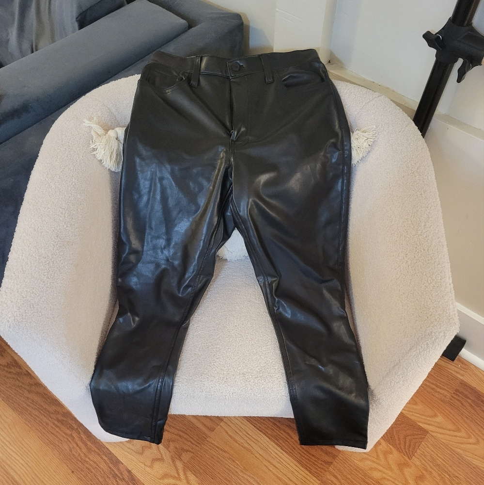 Curve Love Skinny High Rise Faux Leather Pants, 29" short Curve Love